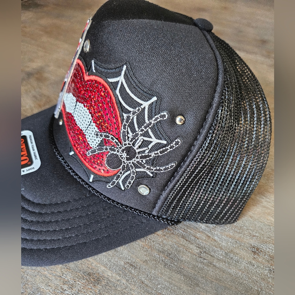 NWT Black Halloween trucker hat with themed embroidered patches, and rhinestone - Picture 3 of 4
